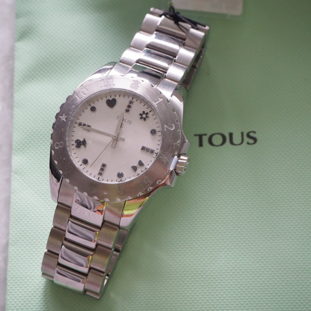 tous stainless steel motif watch with spinel 38MM